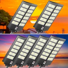 1-6Pack 9000W Commercial Solar Street Lights Outdoor Dusk to Dawn Road Area Lamp