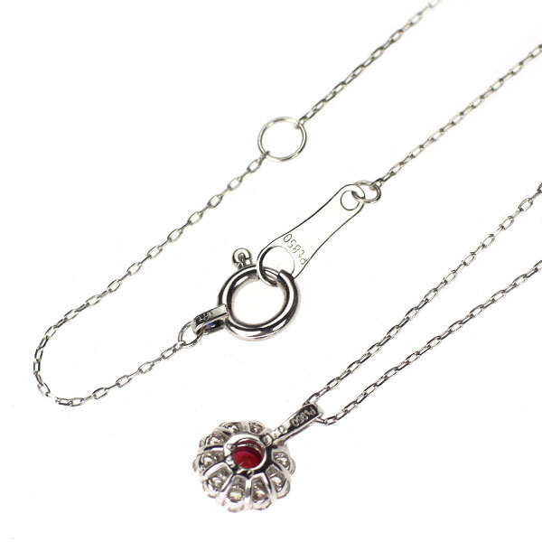 Pt950/ Pt850 Ruby Diamond Pendant Necklace 0.15ct D0.10ct