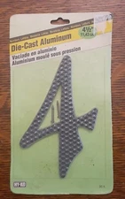 Hy-Ko Die-Cast Aluminum House Number 4 #4 Black Hammered Finish 4 1/2” NIP