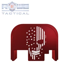Rowe Tactical Rear Slide Cover Plate for Glock Gen 1-4 - Red - US Flag Skull