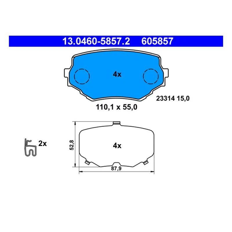 ATE 13.0460-5857.2 Plaquettes De Frein Avant Pour Suzuki Grand Vitara I - Photo 1/1