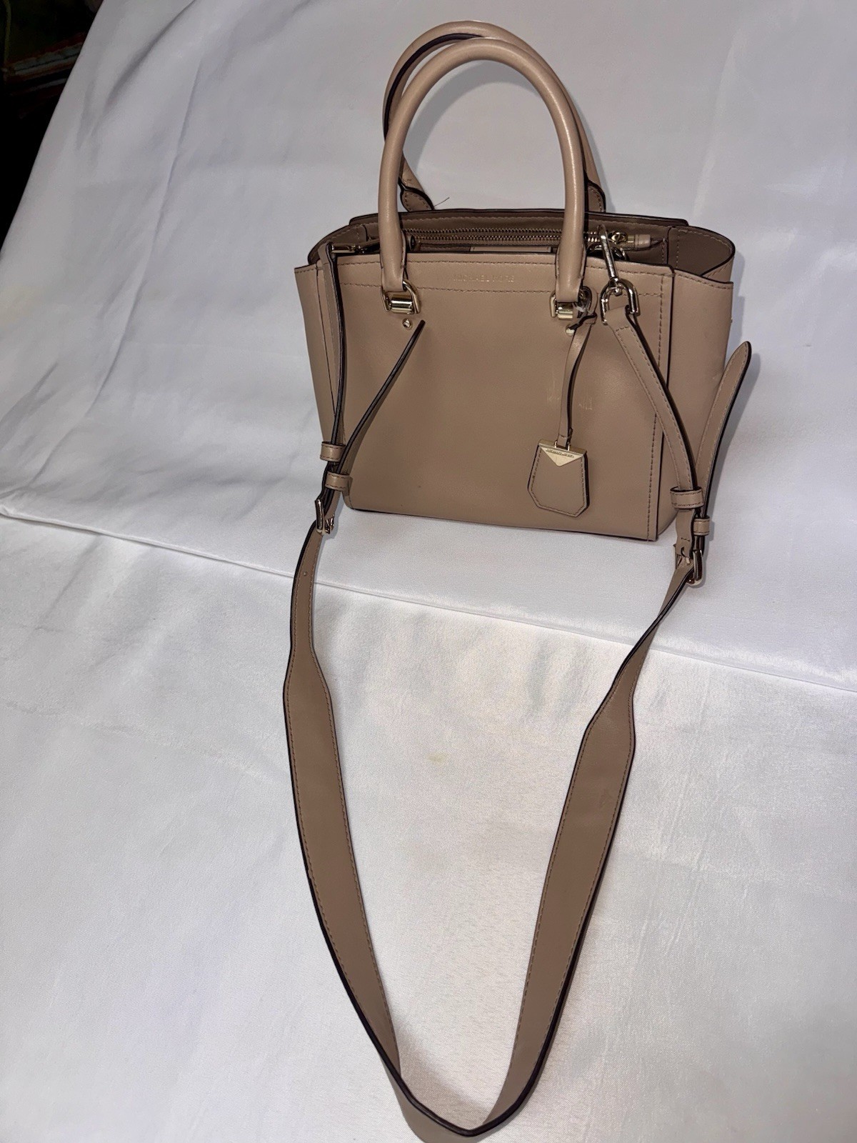 Michael  Kors Benning Medium Leather Satchel Tan