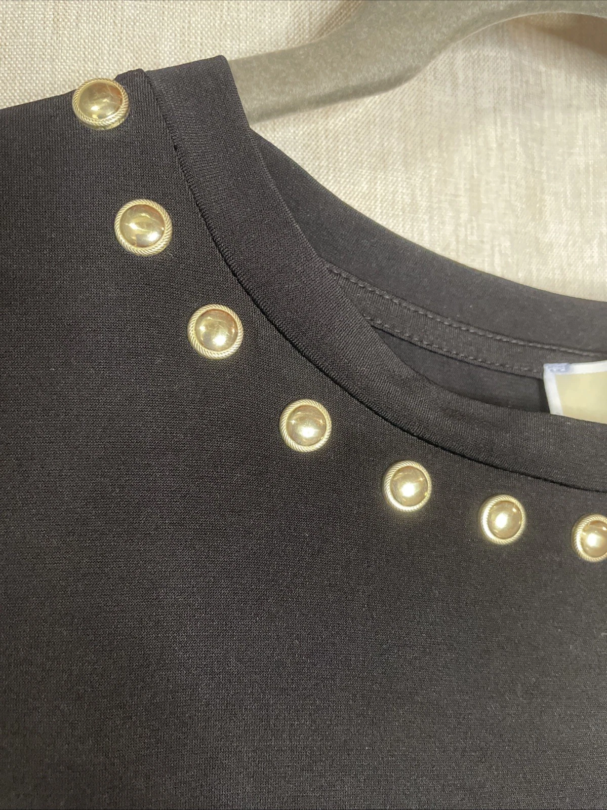 Abito donna Michael Kors nero t shirt colletto borchiato taglia small LBD