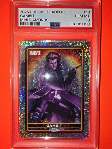 POP 1 PSA 10 GAMBIT Topps 2025 Chrome Deadpool Marvel Mini Diamonds #10 X-MEN