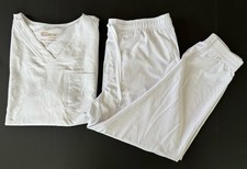 New Grey's Anatomy by Barco Evolve Stretch White Shirt Pants Men's Scrub Set XL