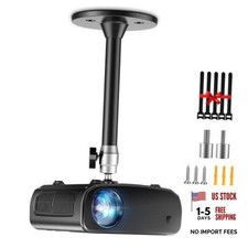 Mini Ceiling Projector Mount Bracket - Adjustable Tilt Swivel Hanging Black