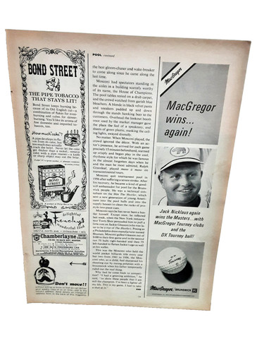 1966 MacGregor Golf Jack Nicklaus Ad w Bond Street Tobacco Print Ad