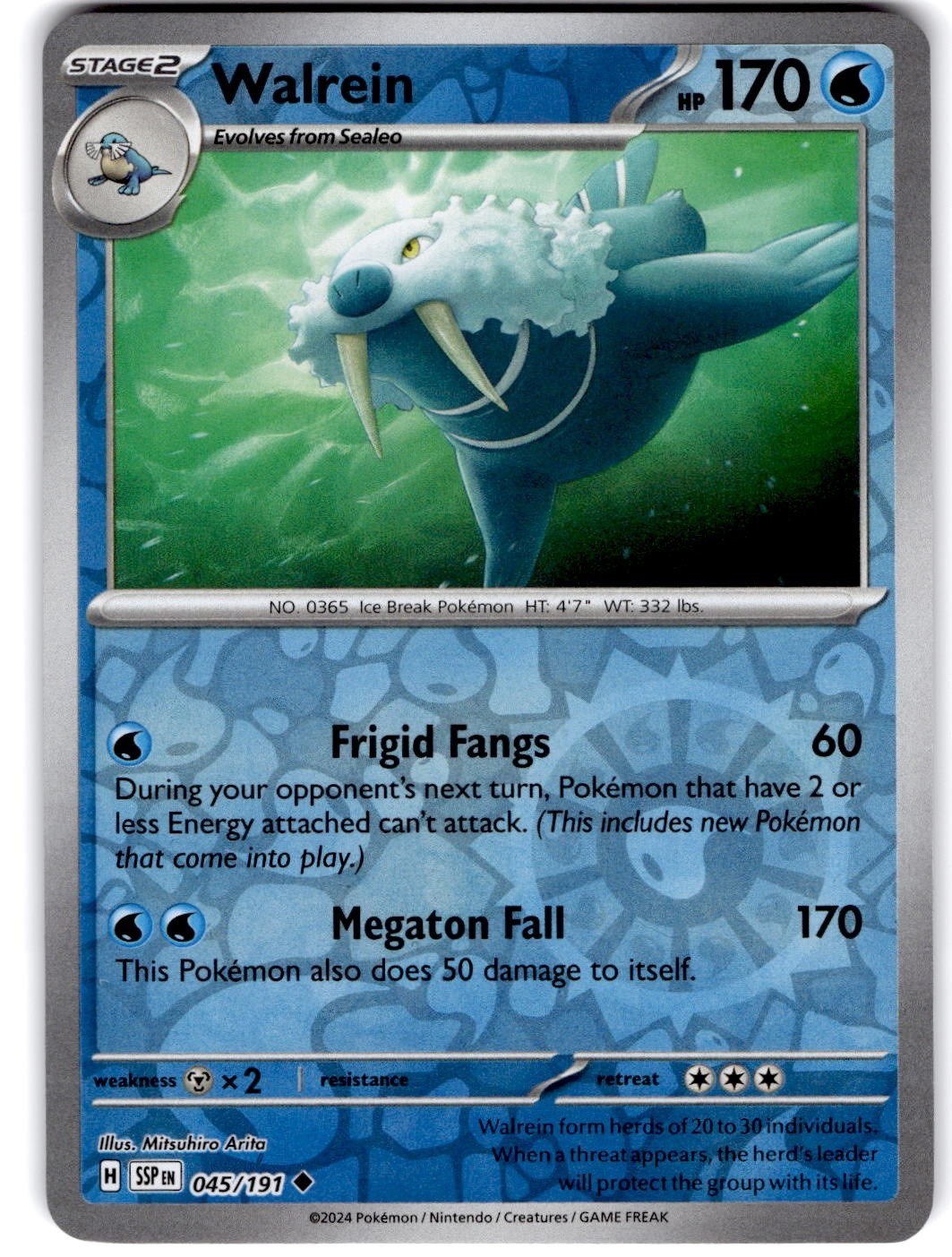 Pokemon Walrein Surging Sparks 45/191 Reverse Holo Near Mint English