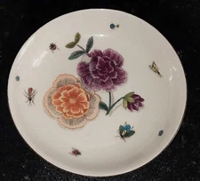 18th C Meissen Exquisitely Hand Painted Porcelain Saucer with Insects & Flowers