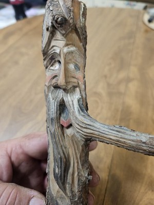 Hand Carved Spirit Man Face Into Wood Carving Unique