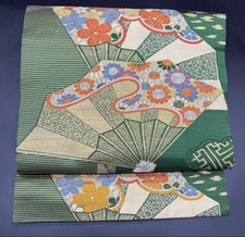 Japanischer Kimono Reine Seide Obi Gürtel Nagoya Retro Taisho Goldfaden Klass...
