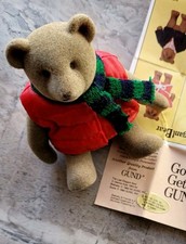 Rare Vintage Gund Miniature Jointed Winter Teddy Bear Puffer Jacket Scarf
