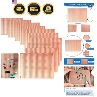 10 PCS 73mm x 100mm PCB Board Prototype Kit Protoboard Strip Board Circuit Bo...