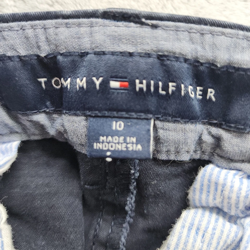 Tommy Hilfiger Pantalones Cortos Mujer 8 Azul Clásico Tiro Medio Chino Elastizado Algodón Preppy Foto 4 de 4