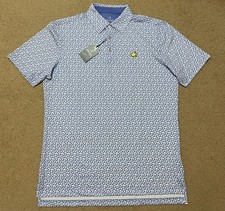 Masters Tech Polo Shirt Men's Medium Blue White Floral Augusta Golf NWT