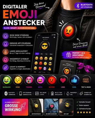 Emoji Pin Mood Badge Mood Indicator Rechargeable Bluetooth