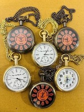 Vintage Brass Pocket Watch American Elgin Collectible Antique 2" SET OF 6 PCS