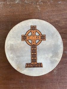 Handmade Irish Bodhrán Traditional Drum With Celtic Cross Design 8 Inch