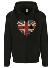 Love British Flag Union Jack Great Britain GB Mens Zip Up Hoodie