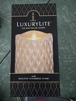 Ganz luxurylite LED wax pillar candle Pearl Ivory 3.5  X 7  New in Box