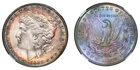 1885-P NGC MS63 MORGAN $ - NICE NATURAL COLORS - RAINBOW TONED