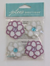 RARE Jolee's Felt Christmas Purple Silver & White Flowers Scrapbooking Stickers