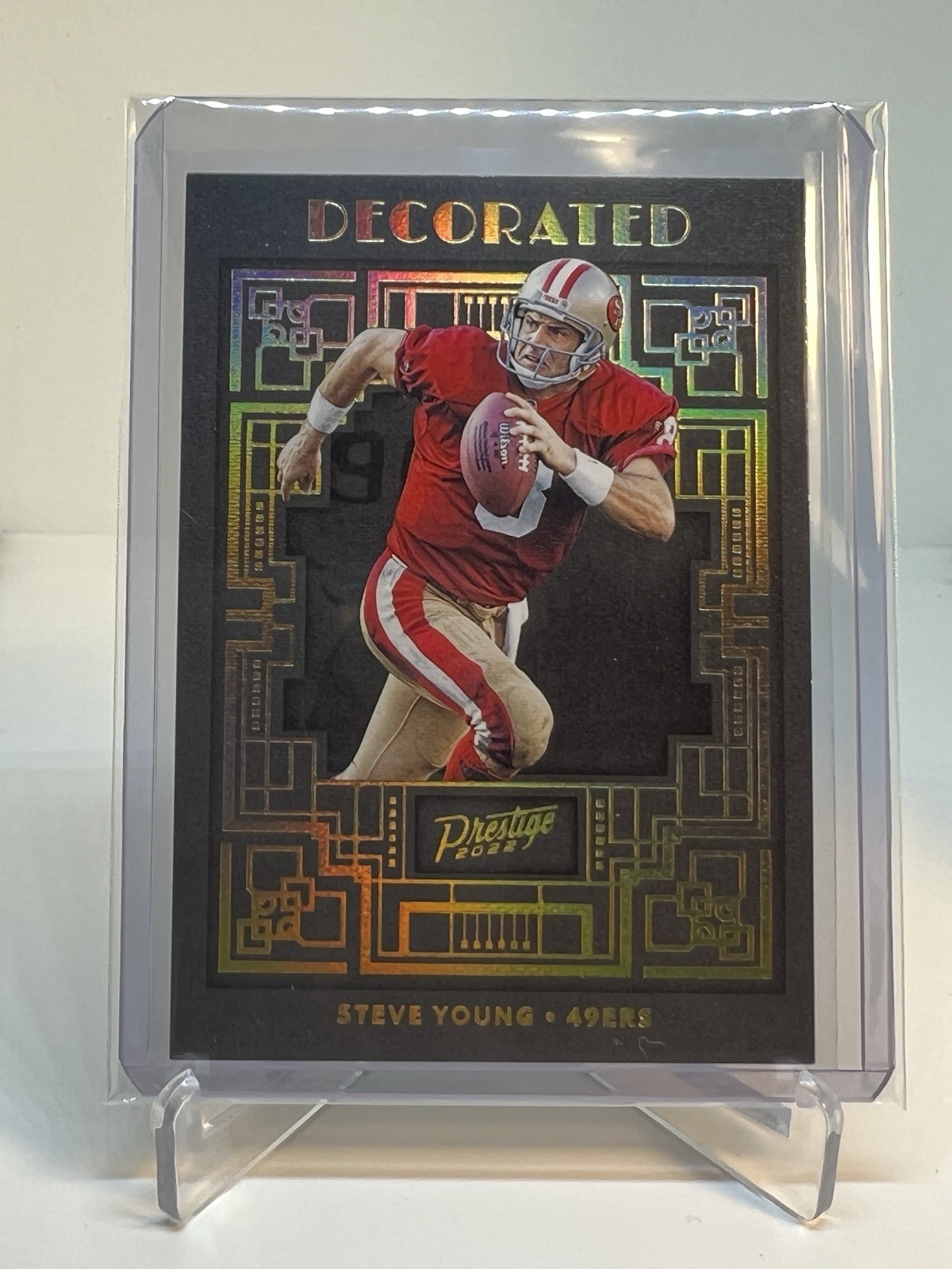 2022 Prestige #DE-11 Steve Young Decorated Case Hit SSP San Francisco 49ers HOF