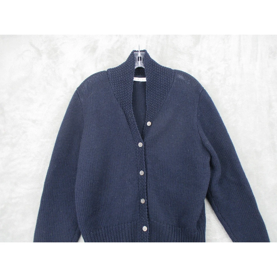 Suéter Vintage Talbots Mujer Grande Lana Cárdigan Chal Cuello Preppy Azul Marino Foto 3 de 4