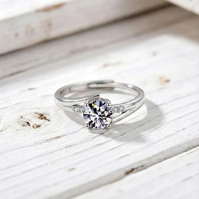 1.50TCW Round Cut Moissanite Wedding Engagement Ring 14k White Gold Plated