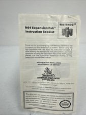 N64 EXPANSION PAK -Instruction Booklet Insert NINTENDO 64