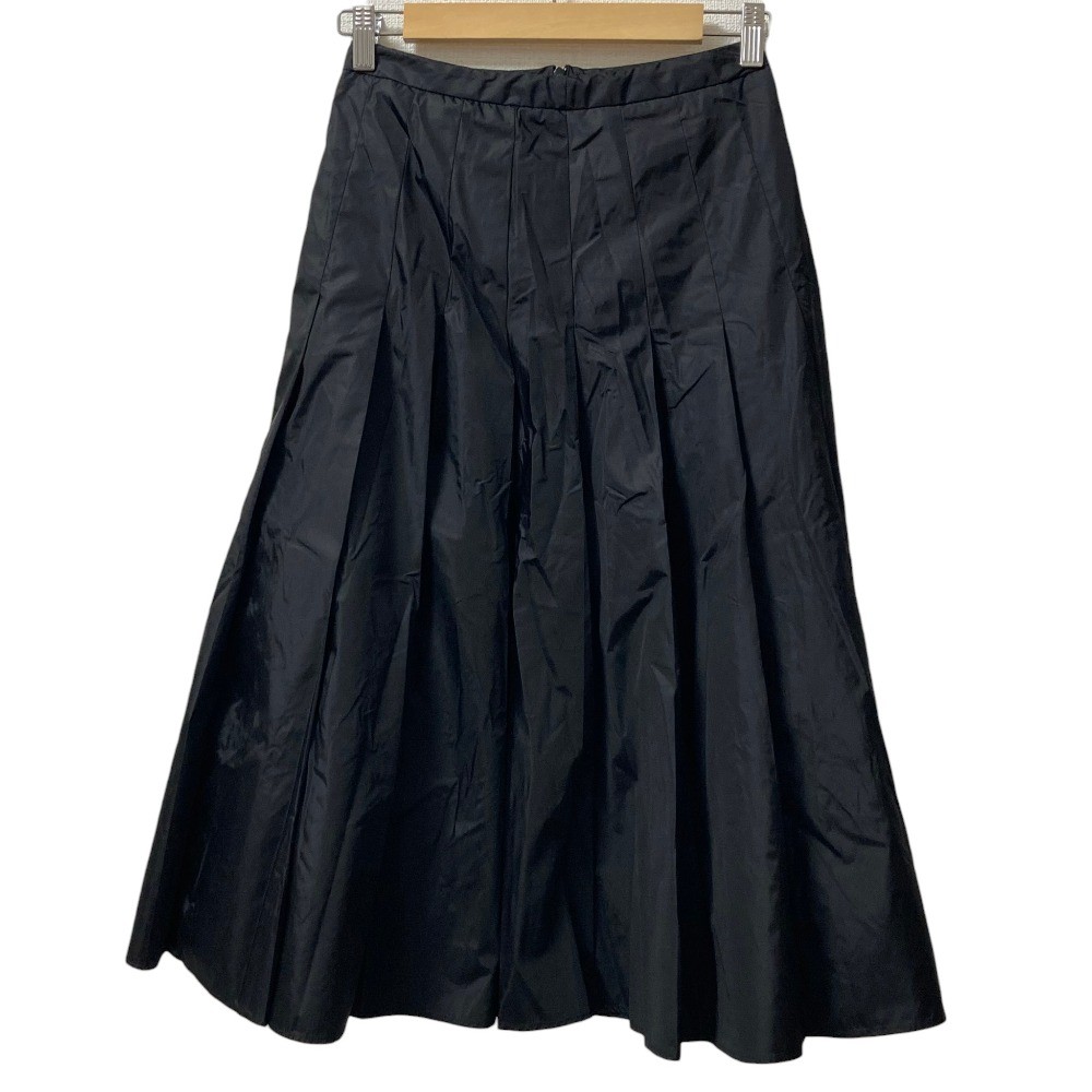 MONCLER GONNA Nylon Pleated Long Skirt, Size 38, Black Women USED