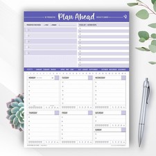 Daily  Weekly Planner Notepad Plan Ahead Be Productive Printed Made Design U...