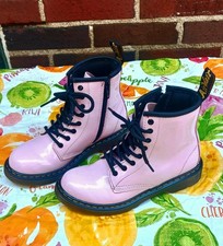 Dr. Martens 1460 J 8-Eye Kids Size 2 Patent Leather Boots Kids Pale Pink Girls