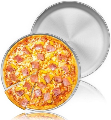Pizzablech, 30 cm Rund Edelstahl Pizzaform Pizza Backblech 2er-Set für Backen...