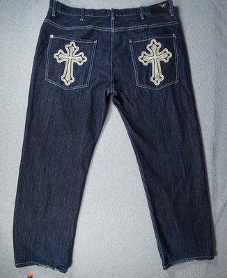 Sean John Pants Mens 40x32 Blue Denim Jeans Grunge Hip Hop Y2K Cross Baggy