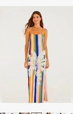 NWT Farm Rio Brazil Multicolor Striped Palm Print Maxi Dress Small