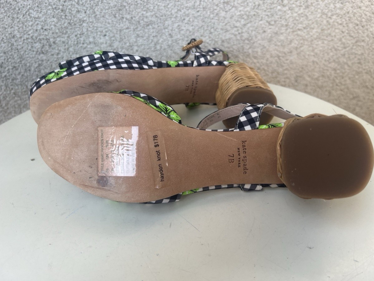 Kate Spade Heel Sandals Gingham Hayden Knot Sz 7B | eBay