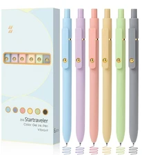 6 Pack Colorful Gel Pens Quick-Dry 0.7mm for Journaling & Doodling