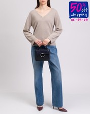 RRP€295 ALPHA STUDIO Cashmere Angora & Wool Jumper IT42 US6 UK10 M Beige V-Neck