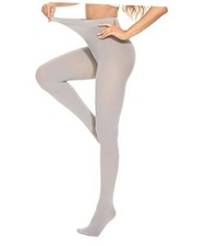 Womens 80 Denier Opaque Tights, Women's Soft Solid Color Small-Medium Grey