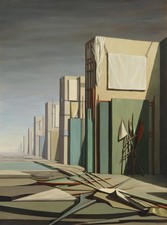 Kay Sage (Handmade) Signed Oil Painting on Canvas 16x24 in Surrealism ..
