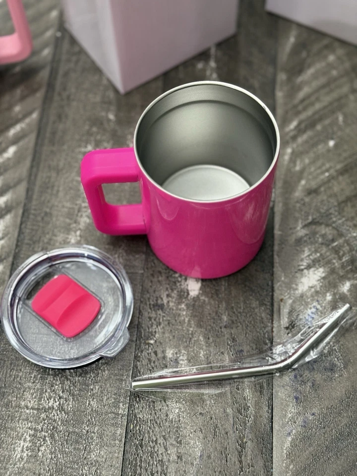 Taza de acero inoxidable de 12 oz, taza con tapa magnética aislada al vacío (rojo rosa) Foto 4 de 4
