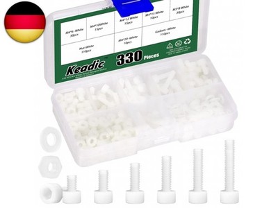 Keadic 330Pcs M4 Nylon Hex Bolzen, Hexagon Sockel Head Cap Schraube Nylon