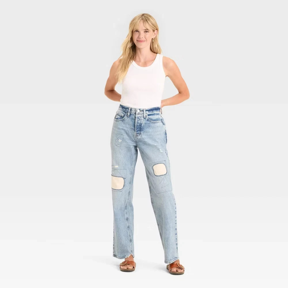 Universal Thread Women's Mid-Rise Patchwork 90's … - image 2