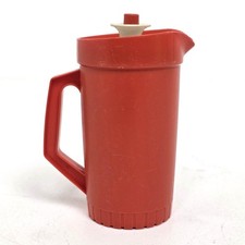 Vtg Tupperware Toys Tuppertoys Mini Pitcher 1399-1 5" Orange Push Button Lid