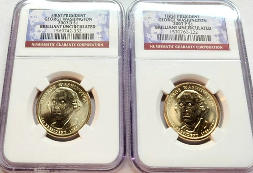 2007-D & P  President George Washington Dollar $1 Brilliant Uncirculated NGC (2)