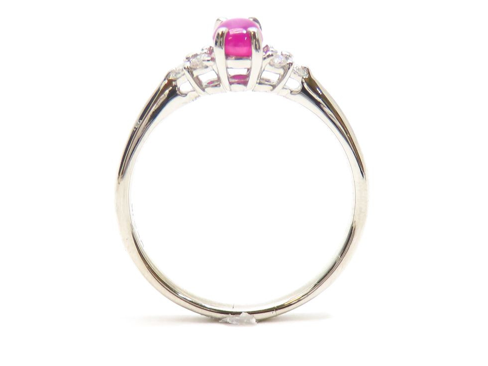 Authentic Star Ruby Pt900 Ring Ruby 0.54ct Diamon… - image 4