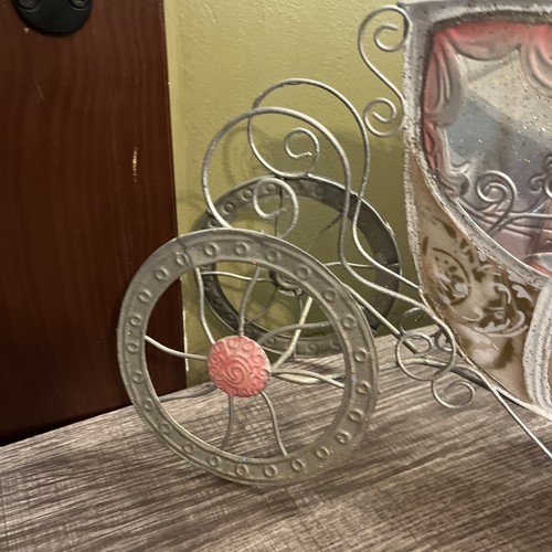 CARROZZA IN METALLO Espositore fiaba decorazione romantica da parete - Foto 5 di 11