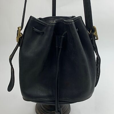 Vintage Black Coach leather bucket drawstring bag Gold Vintage Black Coach leather bucket drawstring bag Gold