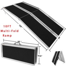 10ft Aluminum Multi-Folding Wheelchair Scooter Mobility Ramp Portable 600 LB